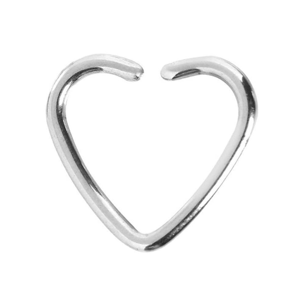 NWT Surgical Stainless Steel Hollow Heart Closure Ring Earring Jewelry 16 Gauge